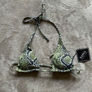 Green ZAFUL snake skin bikini top